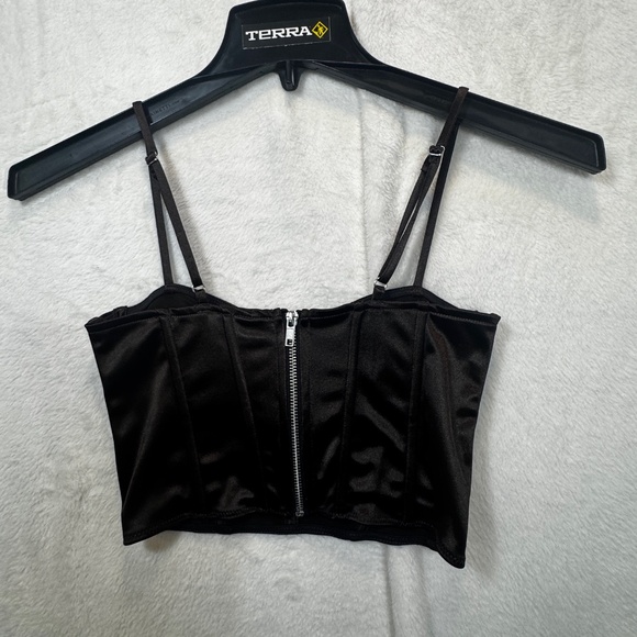 H&M Divided Crop Top Womens Size Small Black Sating Whimsigoth Coquette - Picture 7 of 14